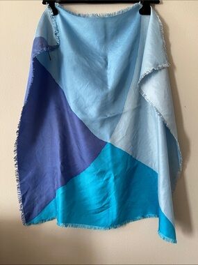 Silk Colorblock Blue Lightweight Scarf